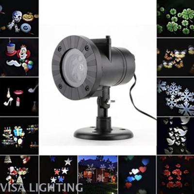 LED outdoor waterproof snow flower lamp insert card Christmas film 12 pattern projection lamp snow lawn flower