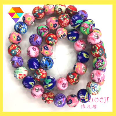 Yifan Tower Handmade Polymer Clay Rhinestone round Beads Polymer Clay Jewelry Polymer Clay Jewelry Imported Pottery Clay Accessories Factory Direct Sales