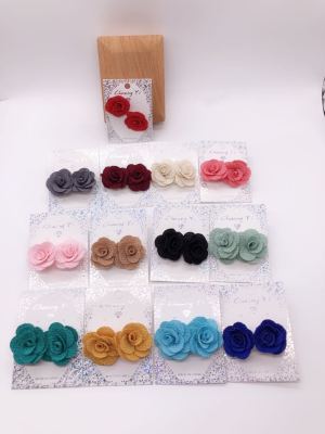 Anti-duterte Korean version of the flower cloth art ear nail versatile lovely earrings