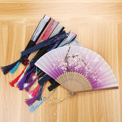 Xinyuan Summer Japanese Folding Fan Chinese Style Fan Spun Silk Fan Japanese Style Summer Men and Women Fan Cherry Blossom Ancient Style Folding Fan