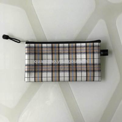 TRANBO plaid zipper bag waterproof cloth pen bag bill holder file bag