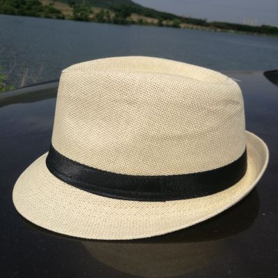 Travel Sun Protection Lafite Straw Jazz British Bowler Hat Men and Women Couple Beach Sun-Proof Top Hat Encryption Sun Hat