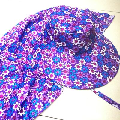Small Floral Tea Picking Hat Wide Brim Cycling Cap Huian Hat Sun Hat Bag Face Dustproof UV Protection Factory Direct Sales