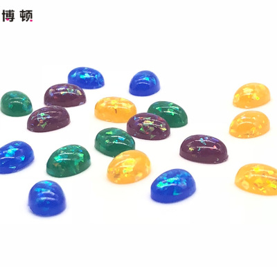 Manufacturers direct resin diamond opal o gem denier 4*6 ring surface flat bottom diy accessories ring earrings material