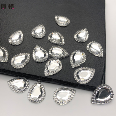 Manufacturers wholesale environmental protection resin diamond flat inlaid diamond drop 13*18 plated bottom shiny clothing luggage accessories materials
