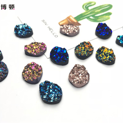 Manufacturers wholesale environmental protection resin drilling flat bottom shaped crystal mineral ear nail pendant hand diy accessories
