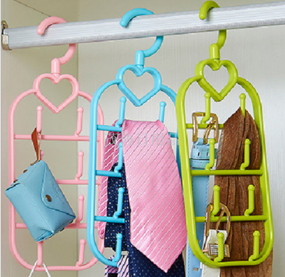 360 degrees rotatable heart-shaped hanger multi-functional tie rack belt rack silk towel rack to organize