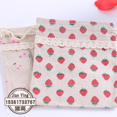 Wholesale Pastoral Style Cotton and Linen Drawstring Bag Buggy Bag Travel Small Items Organizer Storage Bags Buggy Bag 20*24