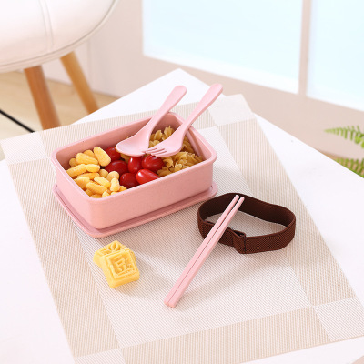 Creative bamboo fiber environmental protection tableware with lunch box Nordic portable lunch box fashionable sushi bento box can be customized logo