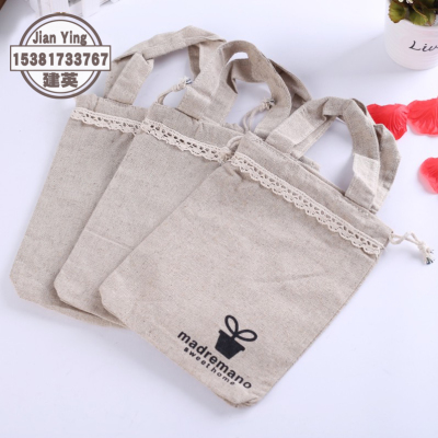 The Environment - friendly cotton and hemp bag waterproof can bundle expressions using tote bag home travel small goods storage bag in 17 * 21