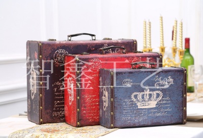 European-Style Leather Storage Box Suitcase Jewelry Box Props Storage Box Tissue Box Trash Can Keys' Box