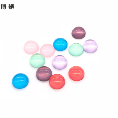 Manufacturers sell light sensitive ring surface flat bottom round 8mm resin patch hair pin material ear nail manual diy accessories