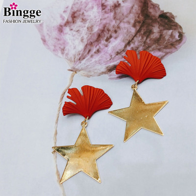 European and American personality temperament earrings new autumn winter simple joker red ear nail star pendant manufacturers direct