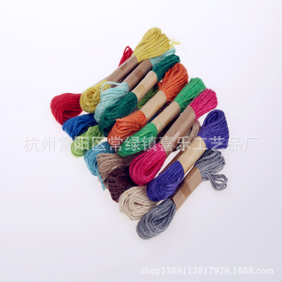 DIY Color Handmade Hemp Rope, 2mm Thick, 10 M a Bundle of 2 Strands, 12 Colors a Pack