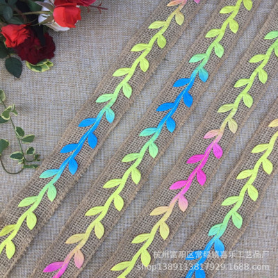 Factory Direct Sales Colored Leaves Decoration Burlap Roll Glow 3c'm Linen Ribbon DIY Hemp Rope Material