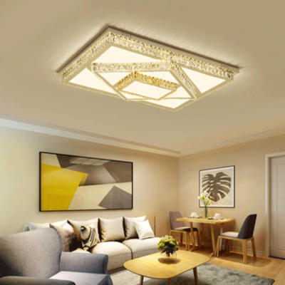 Crystal lamp rectangular living room lamp simple modern high end atmosphere hall luxury LED ceiling lamp