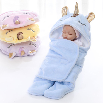 Baby unicorn Baby blanket warm sleeping bag flannel thickened out to hold the quilt