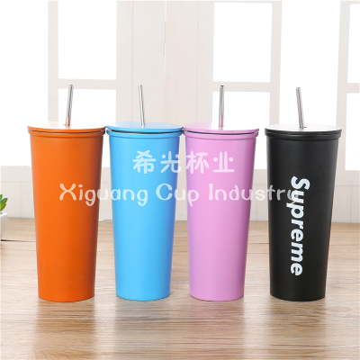 Student 304 Stainless Steel Straw Cup Internet Hot Fashionable Is Actually Office Water Glass