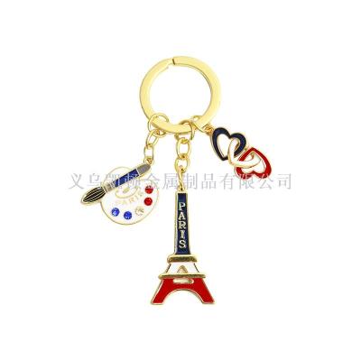 Creative Retro Exquisite Merchant Promotional Gifts France Eiffel Tower Keychain Tourist Souvenir Pendant