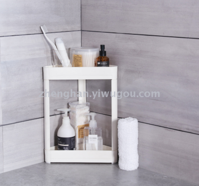 Stylish plastic triangle two layers of kitchen bathroom storage multi-functional shelf