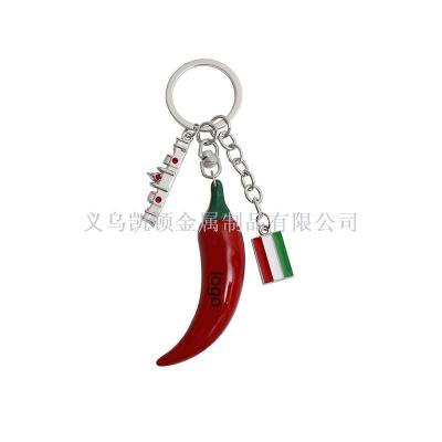 Personalized new cartoon red pepper key chain creative metal flag accessories commemorative gifts custom LOGO