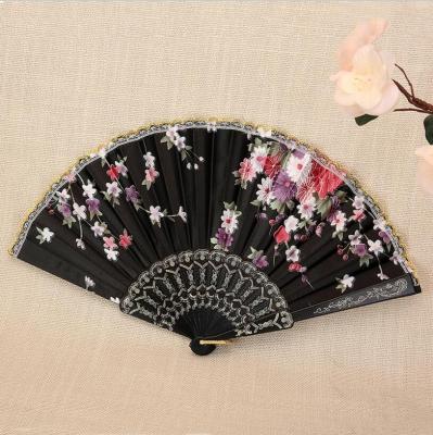 Silk gilt folding lady folding fan dance fan Silk high-grade lady fan gift fan plastic fan