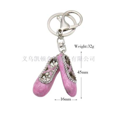 Cross-border hot selling elegant diamond-encrusted ballet shoes small gift pendant mini shoes water drop oil key ring