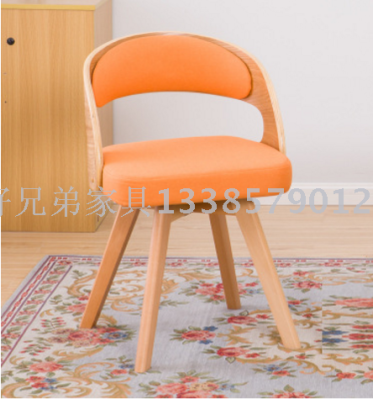 Solid Wood Fabric Balcony Table and Chair Combination Leisure Chair Bedroom Chair Courtyard Table and Chair Modern Simple Chair Creative