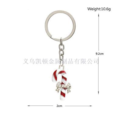 Creative new Christmas gifts candy cane key chain pendant personality diamond bow accessories bag pendant