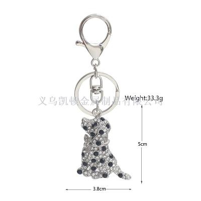 Cross-border hot selling car accessories creative new diamond dalmatian key chain promotion small gift customization