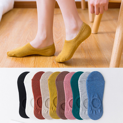 Socks lady invisible socks low-cut liners socks candy color silicone anti-slip socks for women