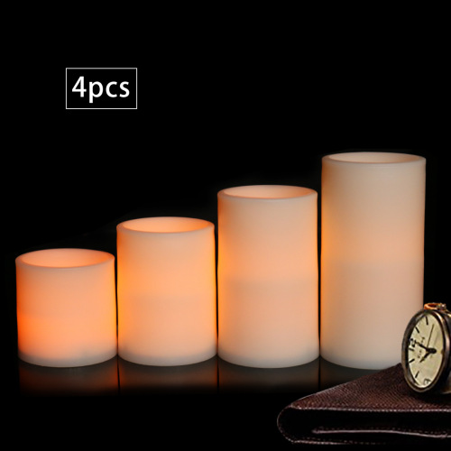 foreign trade exclusive 4-piece flat plastic usb rechargeable candle with charging protection electronic candle charging