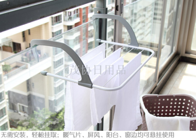 Balcony indoor outdoor telescopic clothes pole folding clotheshorse outdoor clotheshorse TV shopping