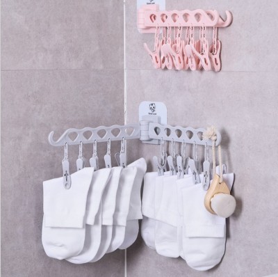 Adhesive multi-function hangers drying socks clip household plastic children's windproof inner hangers drying hangers