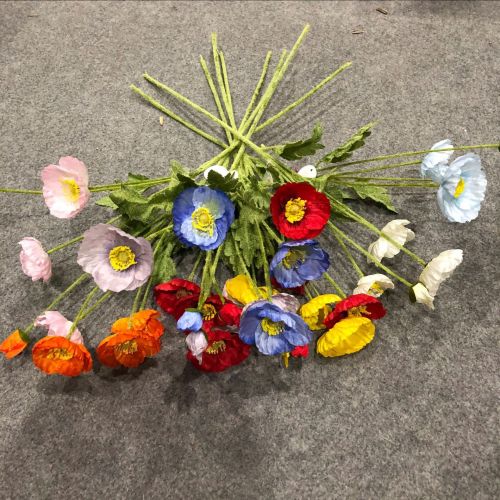 Silk Flower Wedding Big Branch Poppy Flower Artificial Flower yumeiren Hotel Wedding Decoration Flower Bouquet Engineering Greening 