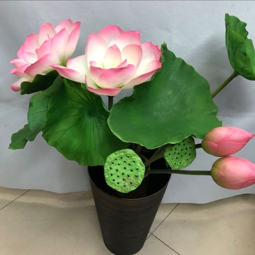 Simulation Lotus Pu Lotus Leaf Feel Lotus Plastic Lotus Bud Lotus Flower Chinese Pastoral Style Buddha Hall Decorative Flower