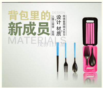 Portable folding chopsticks, spoons and forks set for children's travel
