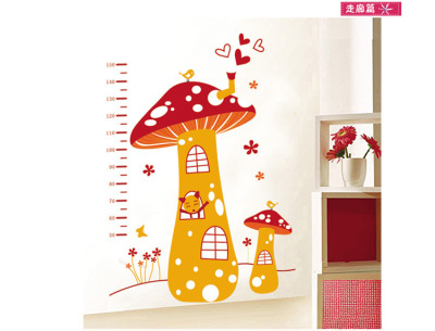 Cartoon Mushroom Room Removable Height Measurement Wall Sticker Children's Room Kindergarten Living Room Corridor Background Decorative Sticker