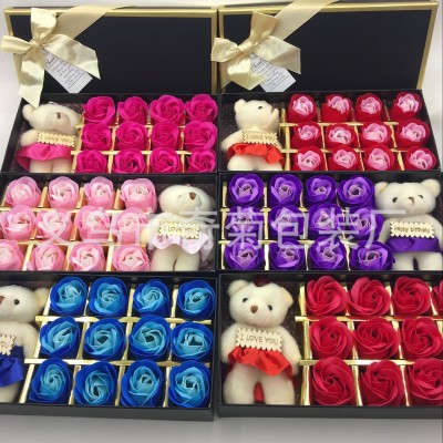 Bear style valentine's day Christmas gift creative gift box of 12 roses soap flower promotion activities