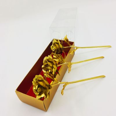 Hot-selling 24-karat gold leaf rose chocolate gift box with small gold leaf rose valentine gift
