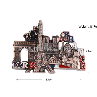 Metal refrigerator stickers customized creative souvenir arts and crafts of Paris tower refrigerator stickers