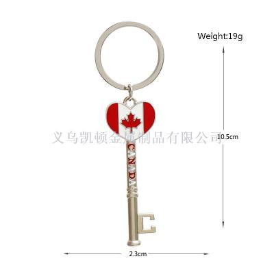 New Hot Sale Canada Travel Craft Gift Heart-Shape Lock Type Keychain to Map and Sample Customizable Logo