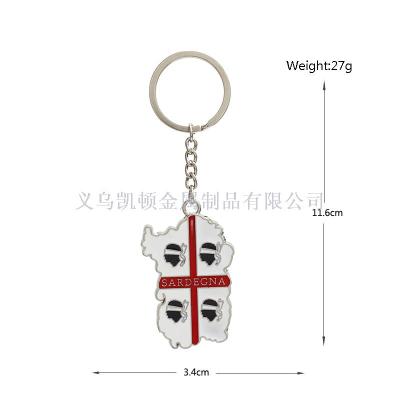Hot selling tourist attractions souvenirs Italy Sardinia key chain pendant promotional small gifts customized