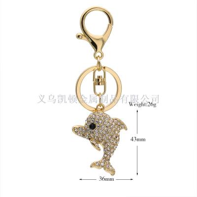 Exquisite dolphin car key ring metal diamond custom key ring logo gifts custom key chain