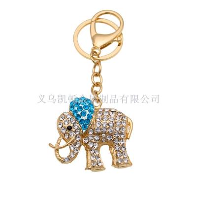 Hot selling creative elephant metal diamond bag pendant three-dimensional exquisite animal key chain small gifts custom