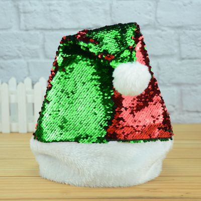 Christmas Hat Color Change Sequins Christmas Adult Cap Christmas Decorations Christmas Factory Direct Sales
