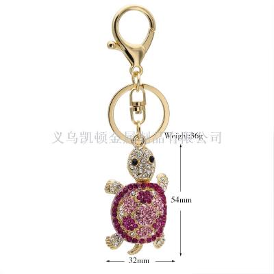 Creative Korean edition set diamond cute turtle bag pendant personality metal key chain activities promotional gifts