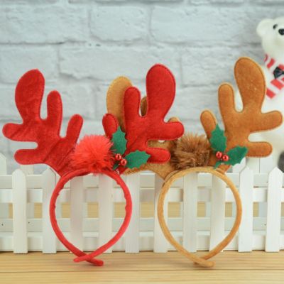 Christmas Headband Children Adult Flannel Headband Party Dress up Supplies Cute Deer Horn Head Buckle Christmas Decoration