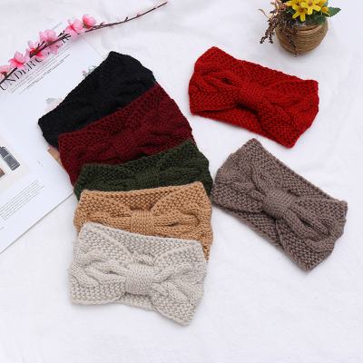 Autumn and winter hair yarn hair ribbon twist bowknot yarn hair ribbon leisure ladies sports hair ribbon face scarf headband