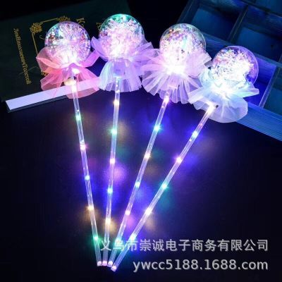 1658 Internet Celebrity Ten Lights Led Glow Stick Children's Hand-Held Bounce Ball Flash Magic Fairy Stick Bow Tie plus 2 Hair